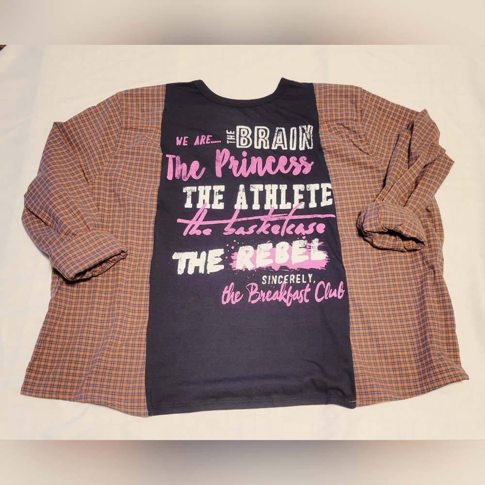UPCYCLED REMADE REFASHIONED Breakfast Club Graphic Long Sleeve Shirt Sz XL / XXL - Picture 4 of 5